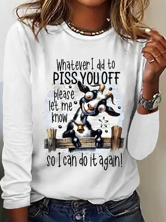 Women's Tunic T Shirt Fashion Casual Cat Regular Tops Long