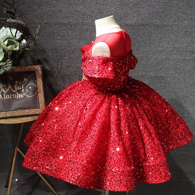 Girls' Sleeve Party Solid Kids Dress Color Short