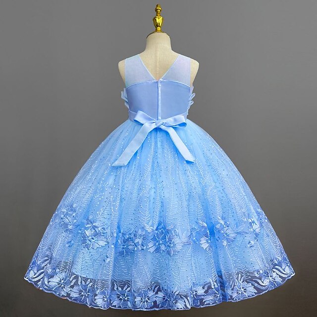 Kids Dress Flower Solid Girls' Girl Colored