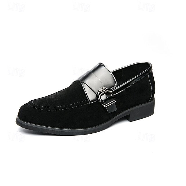 Men's Leather Metal and Loafers Suede Strap with Patent