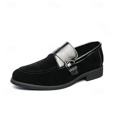 Men's Leather Metal and Loafers Suede Strap with Patent