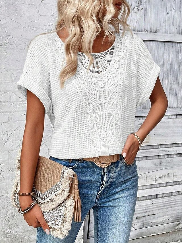 Women's Shirt Blouse Lace Tops Lace Plain Stylish Classic