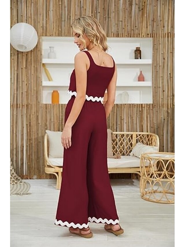 Women's tank top trousers wavy hem casual fashion suit