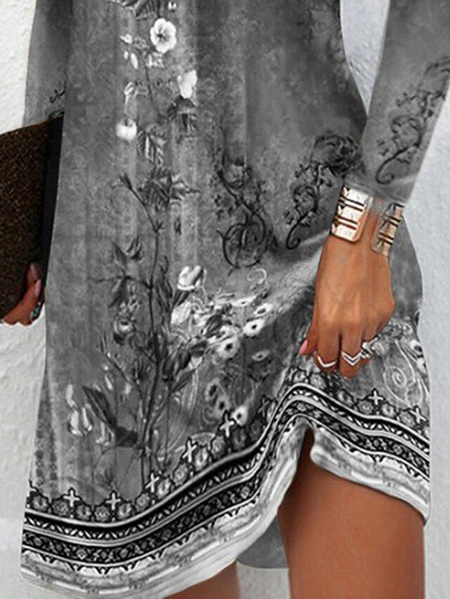 Women's Mini Dress Floral Dress Print Dress Fashion Modern