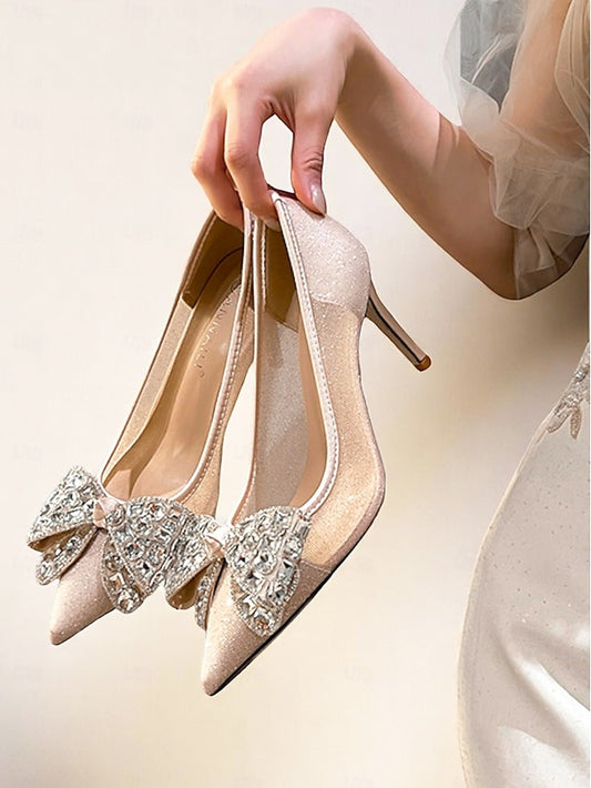 Women's Heels Rhinestone Bow with Glitter High