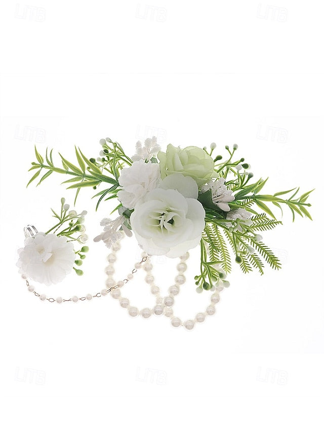 Set Floral – Pearls Jewelry Hand and with White Elegant Wrist