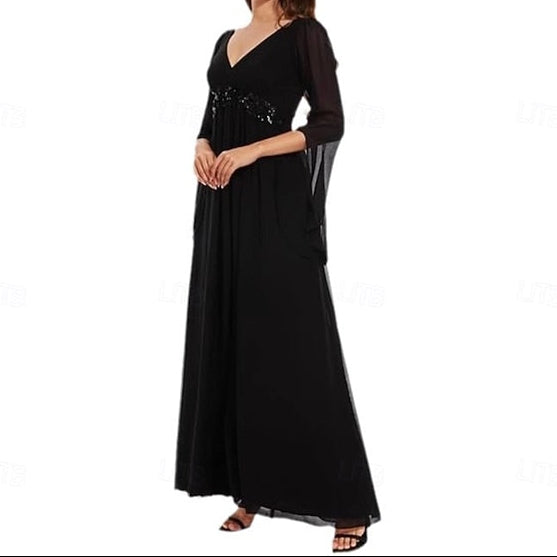 Elegant of Neck Bride Floor V A-Line Simple Mother the Dress