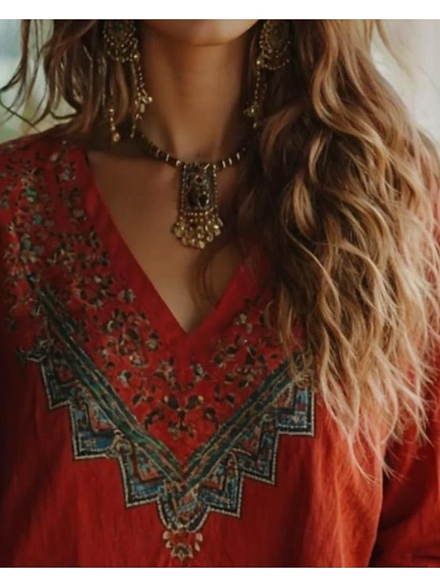 Women's Blouse Print Floral Graphic Geometric Bohemia