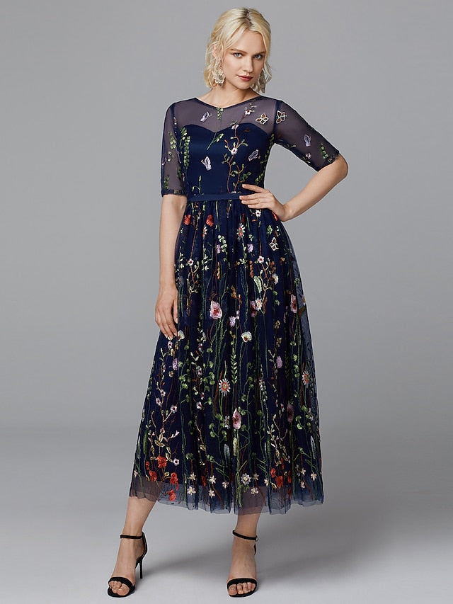 A-Line Floral Dress Valentine's Day Wedding Guest Tea