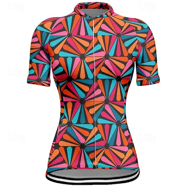 Women's Cycling Jersey Leaf Short Sleeve Bike Tee Tshirt