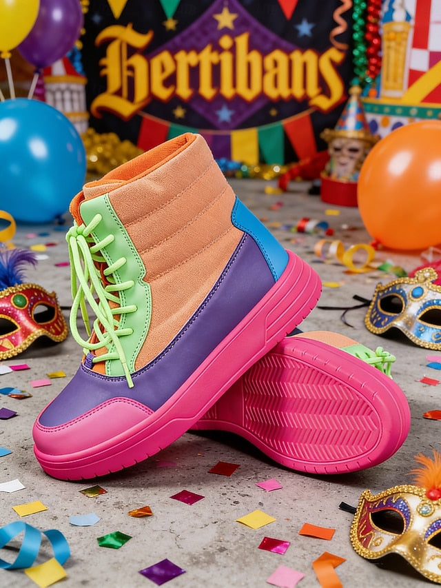 with Women's Gras Mardi Colorful Carnival Sneakers High-Top