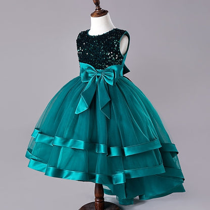 Sequin Party Girls' Dress Sleeveless Festival Kids Wedding