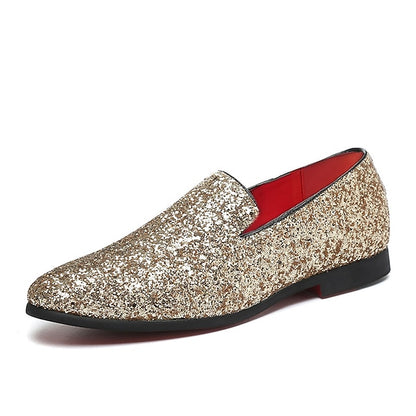 Slip-On Design with Silver and Loafers Glitter Men's