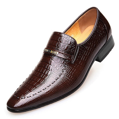 Crocodile Men's Pattern - Brown Leather Loafers Faux