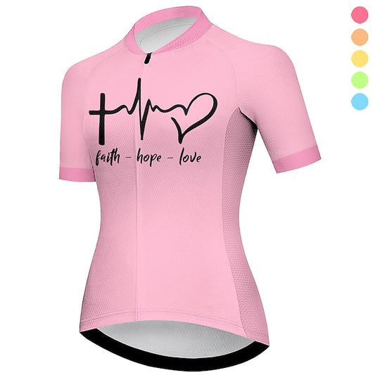 Women's Cycling Jersey Heart Graphic Funny Short Sleeve
