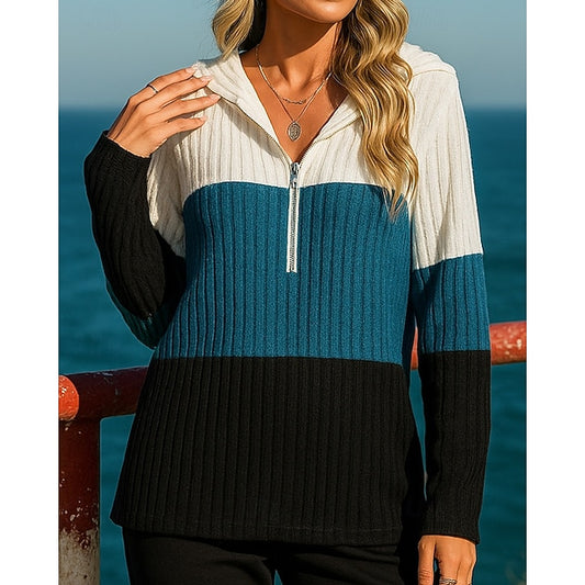 Women's Pullover Sweatshirt Casual Hoodies Half Zip Long
