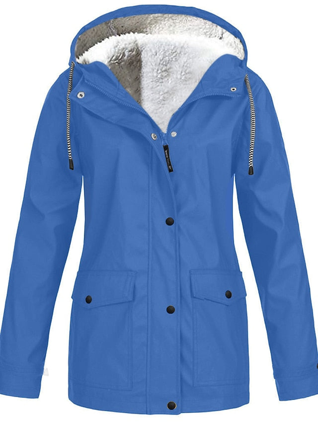 Women's Rain Jacket Raincoat Hiking Fleece Jacket Winter
