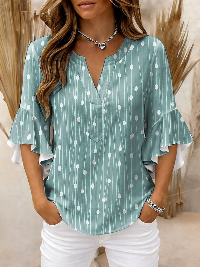 Women's Blouse Ruffle Print Floral Graphic Vintage Daily