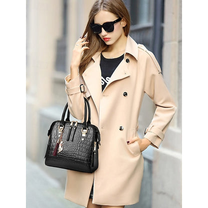 Crocodile Handbag with Women’s Leather Faux Tassel Pattern