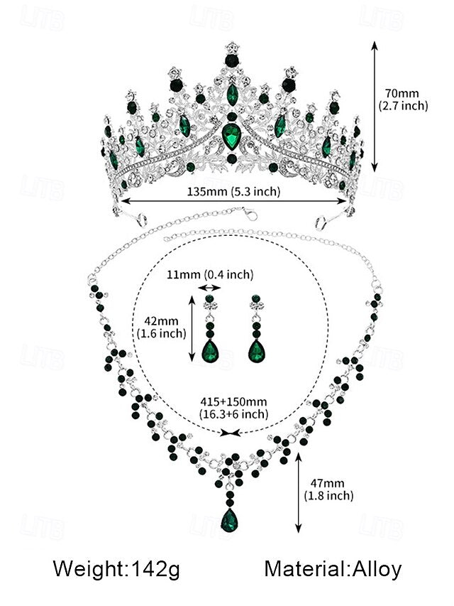 Necklace Set Gold-Plated Tiara and – Sparkling Crown Diamond