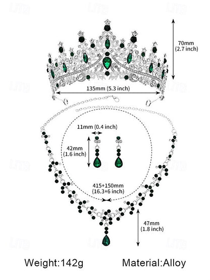 Necklace Set Gold-Plated Tiara and – Sparkling Crown Diamond