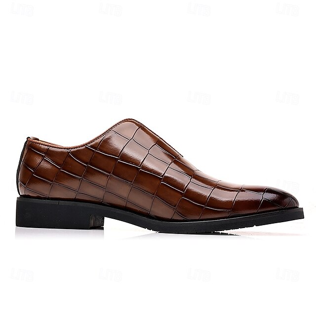 Burgundy Men's Shoes Slip-On Crocodile – Pattern