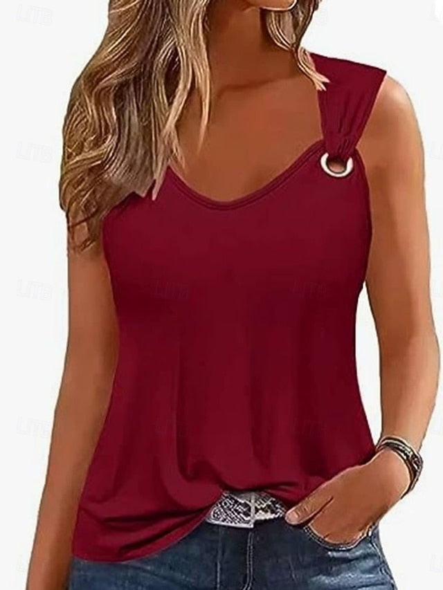 Women's T Shirt Plain Fashion Stylish Classic Sleeveless V