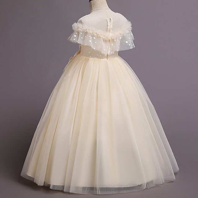 Color Girls' Girl Kids Dress Party Flower Solid