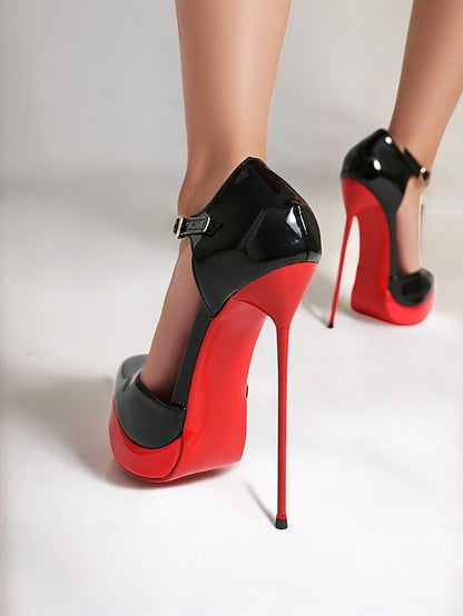 Stiletto Platform Leather Patent Black Women's and Red