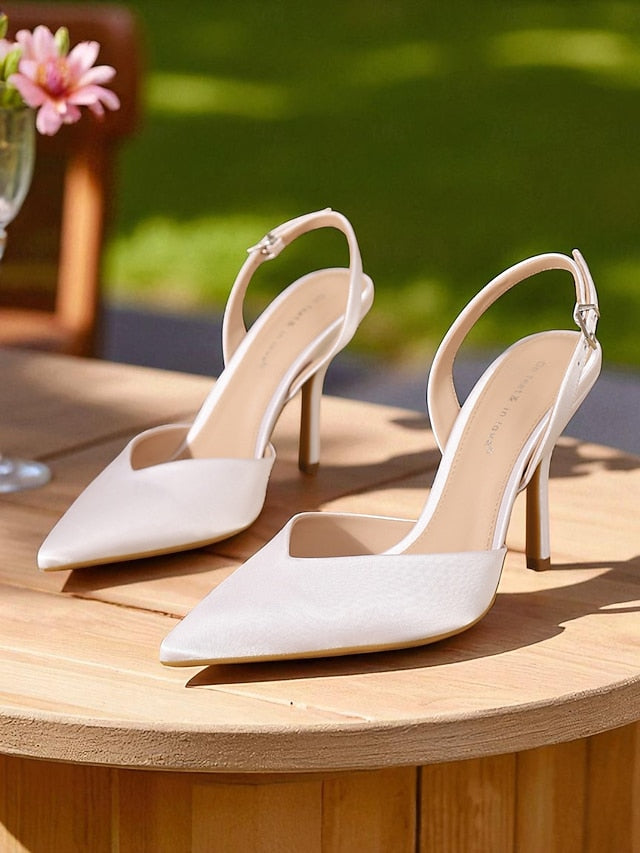 Purple Satin Slingback Women's Toe - Elegant Heels Pointed