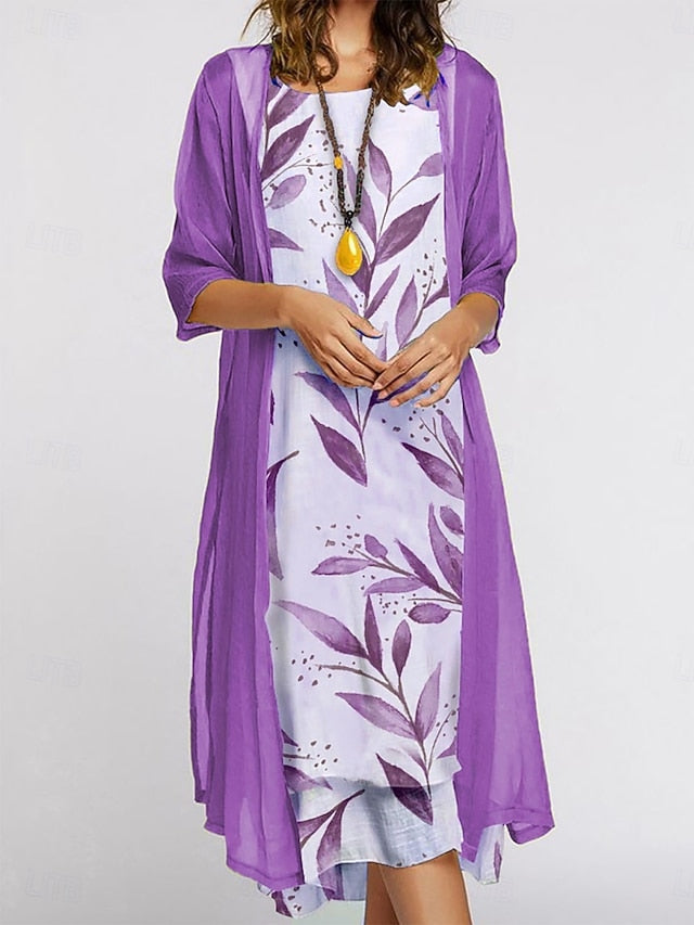 Women's Dress Set Summer Dress Casual Floral Print Midi
