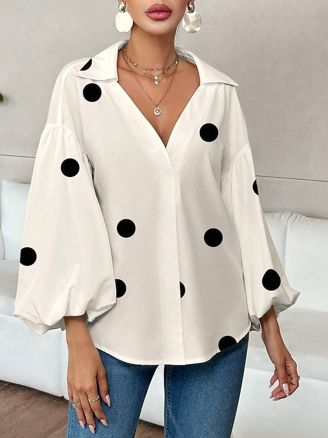 Women's Blouse Graphic Polka Dot Elegant Stylish Casual 3/4