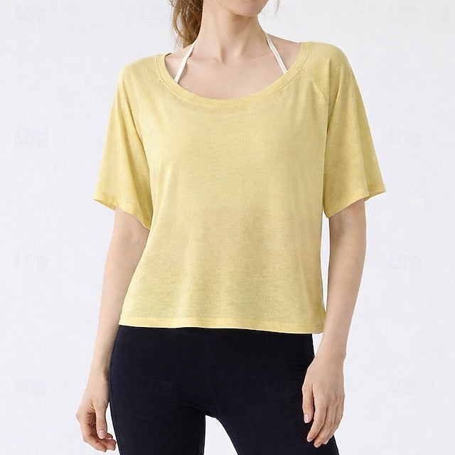 Women's Tee Sports T-Shirt Solid Color Elegant Cute Casual