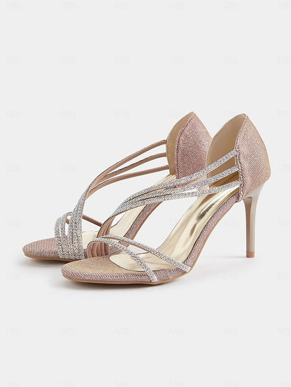 Strappy High – Heel for Women Rhinestone Crystal Sandals