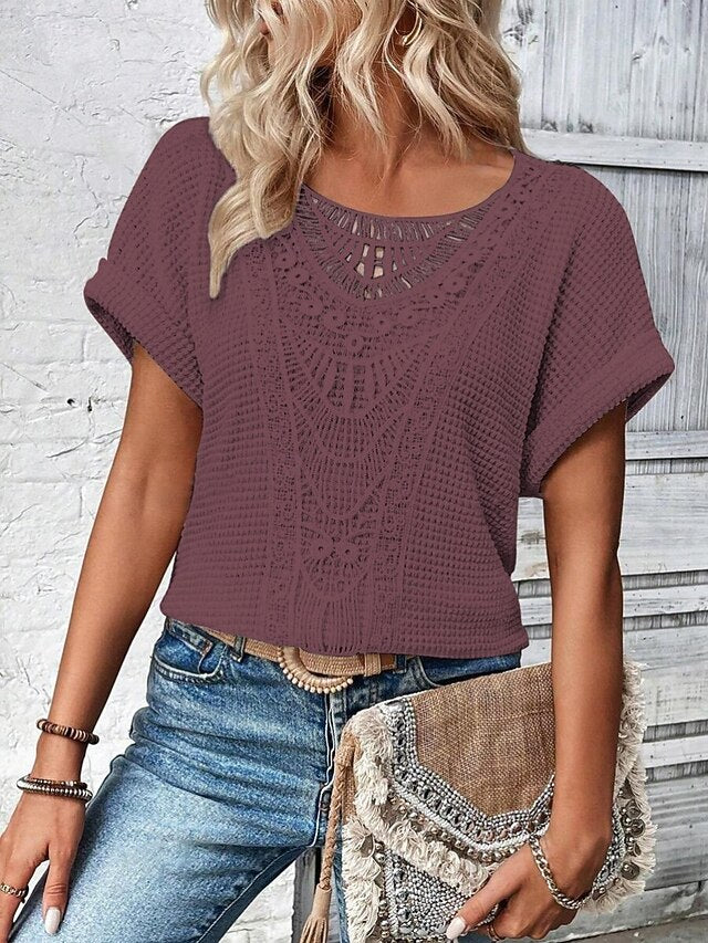 Women's Shirt Blouse Lace Tops Lace Plain Stylish Classic