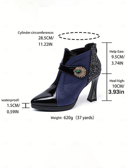 Boots Heel Ankle Women's Glitter High