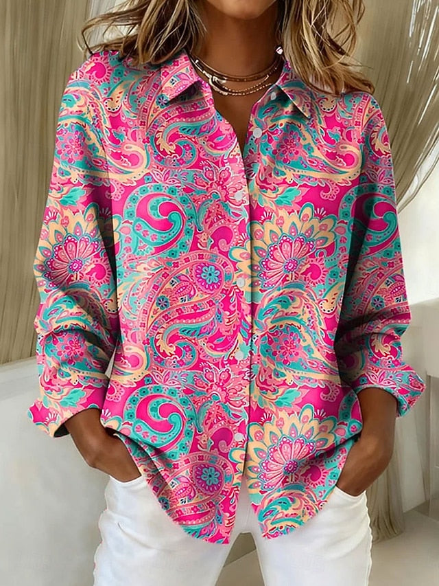 Women's Shirt Blouse Print Paisley Elegant Stylish Modern