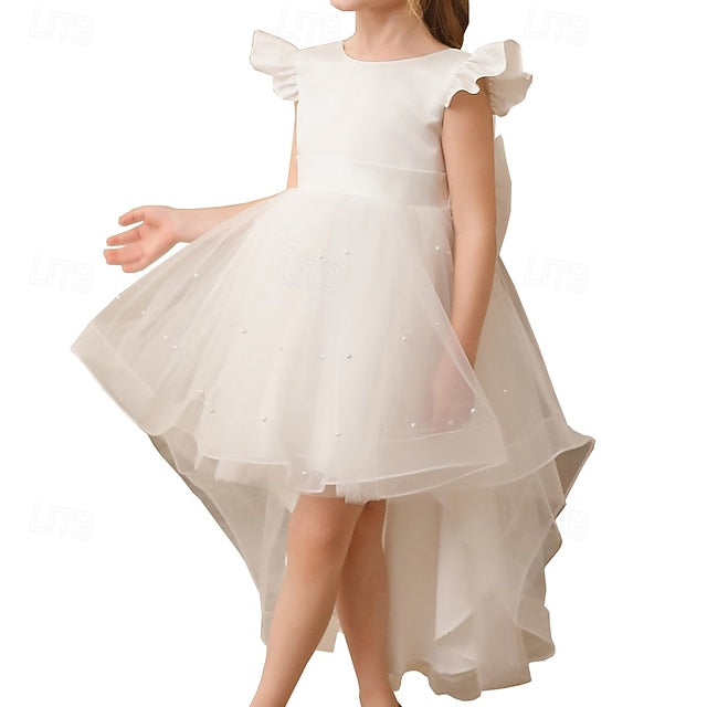 Dress Girl Color Solid Girls' Kids Party Flower