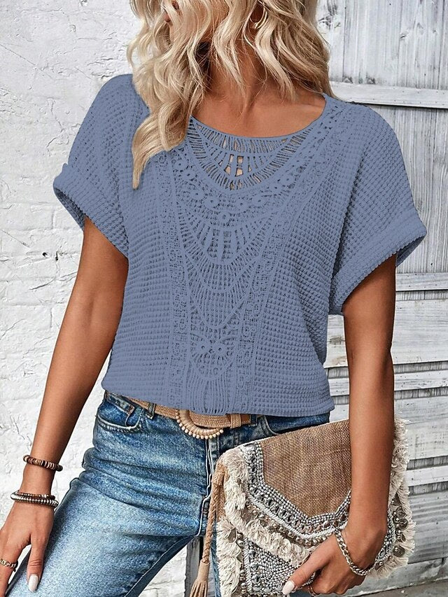Women's Shirt Blouse Lace Tops Lace Plain Stylish Classic