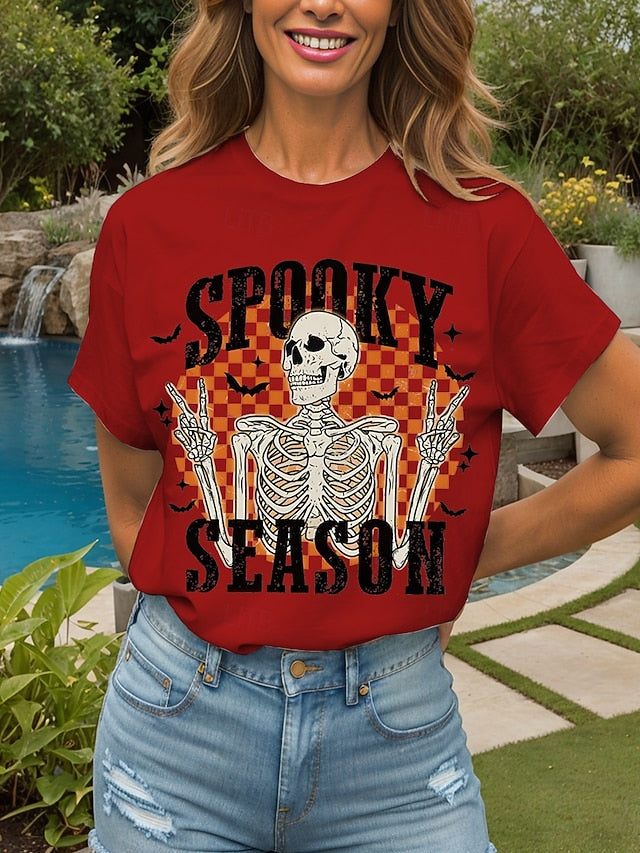 Women's T Shirt Skulls Graphic Cat Vintage Stylish Classic