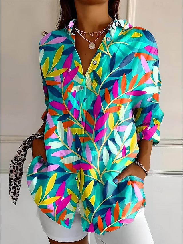 Women's Shirt Linen Like Breathable Lightweight Button Down