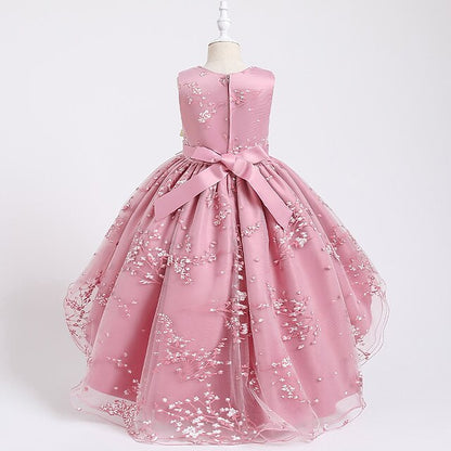 Floral Wedding Colored Sleeveless Solid Kids Dress Girls'