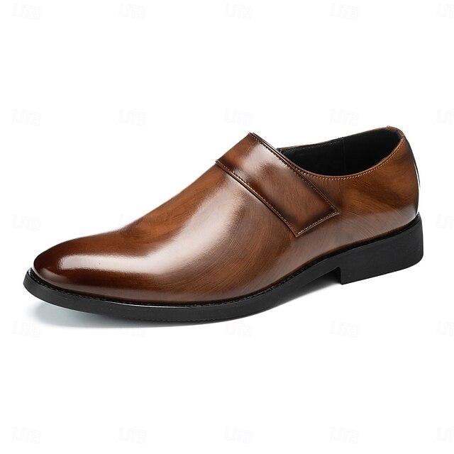 Leather Business Shoes Men's Slip-On Loafers Brown