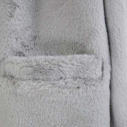 Pocket Casual Fur Warm Comfortable Coat Women's Faux