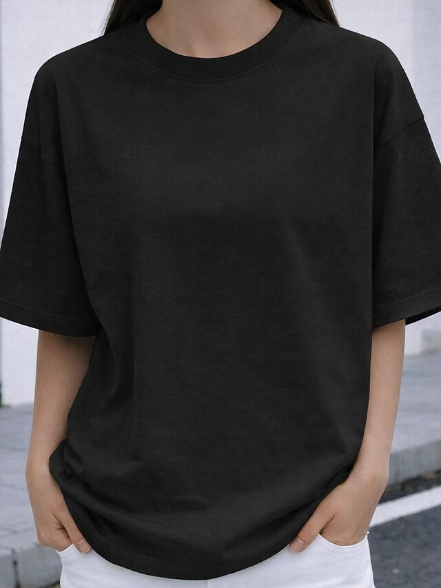 Women's Oversized T Shirt Tee 100% Cotton Solid Color