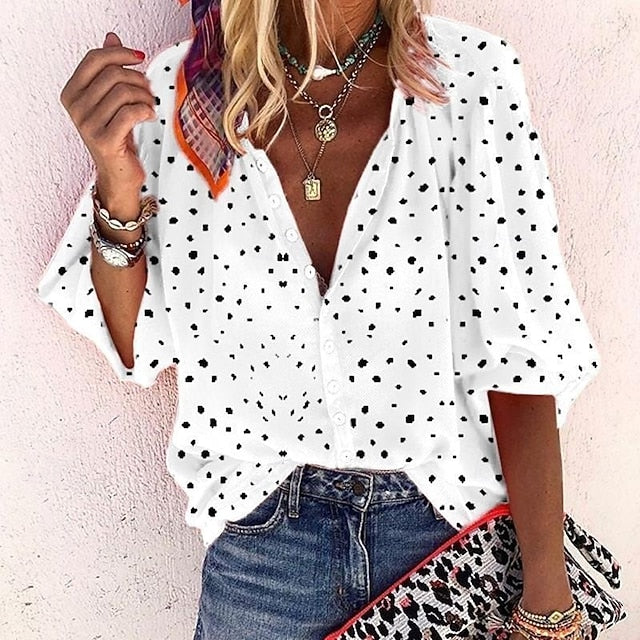 Women's Blouse Print Graphic Polka Dot Vintage Daily Casual