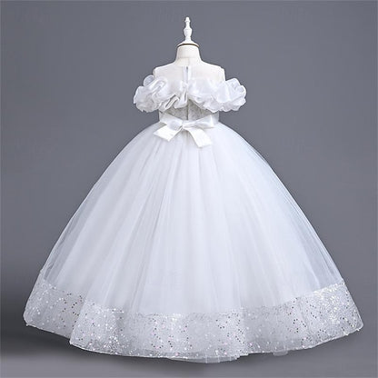 Girl Party Solid Dress Color Flower Girls' 3D