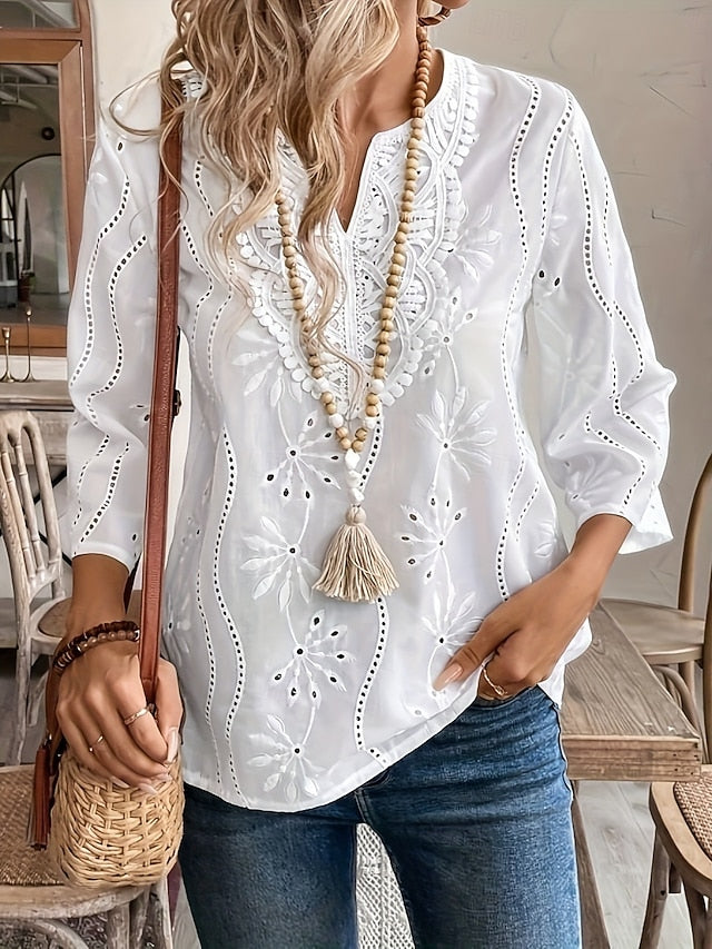 Women's Shirt Lace Shirt Blouse Lace Plain Stylish Classic