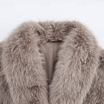 Buttons Fur Faux Coat Pocket Women's Warm Comfortable