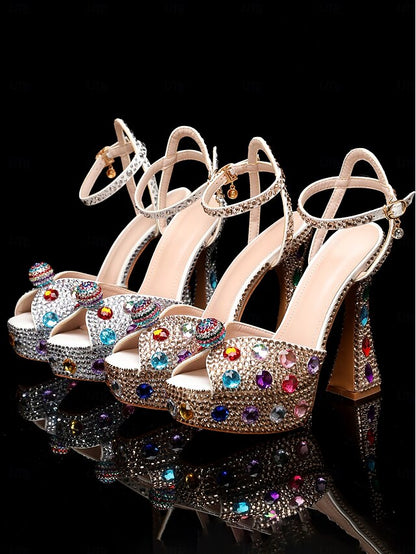 with Women's Rhinestone Platform Matching Sandals High Heel